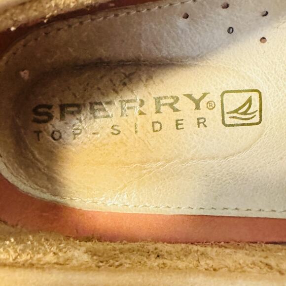 Sperry Shoes Mens 12 Beige Leather Top Sider Boat Deck Moc Toe Casual Comfort - Picture 9 of 11